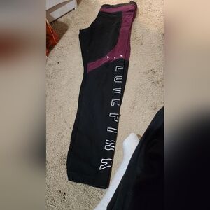 Victorias Secret Black and Burgundy Joggers with logo